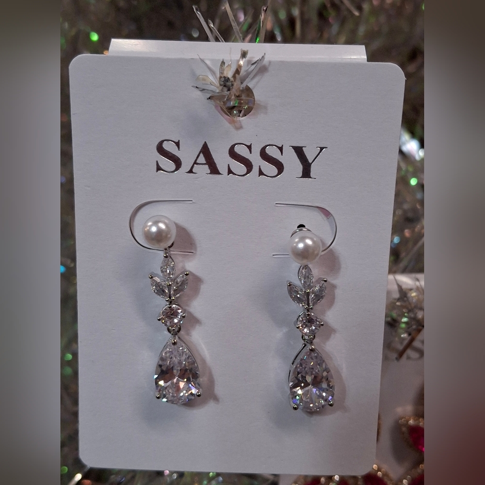 Silver and Pearl Drop Earrings